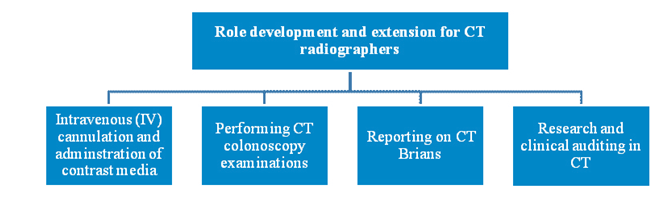 Areas of role development and extension for CT radiographers