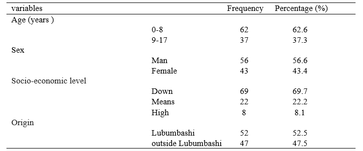 Patient/socio-demographic characteristics (n=99)