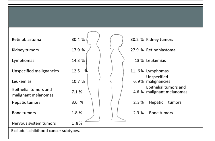 Incidence of paediatric cancer by gender at CUL
